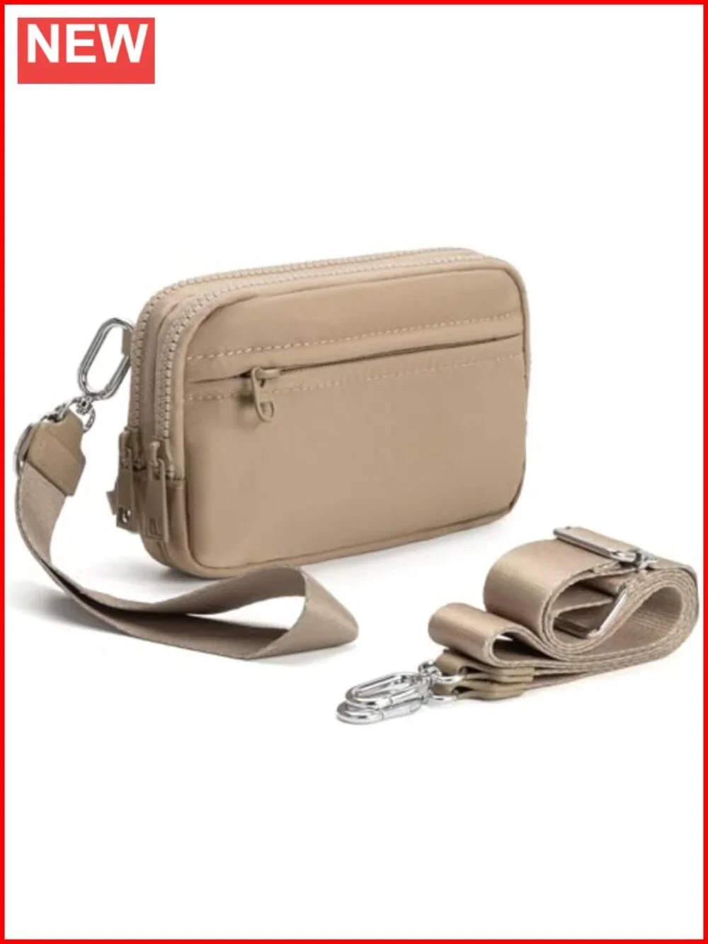 Nylon Quilted RFID Wristlet Wallet for Women, 4 Zippers, Small Crossbody Purse